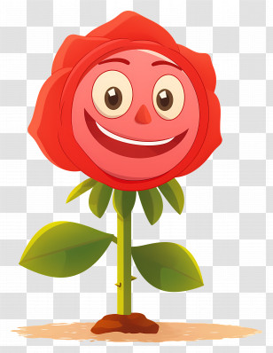 Rose Flower Cartoon - Smiling Cartoon Flower Illustration Transparent PNG