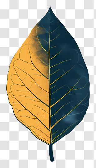 Leaf - Yellow And Blue Colored Leaf Design Transparent PNG