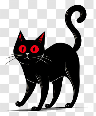 Black Cat With Red Eyes - Black Cat With Red Eyes Transparent PNG