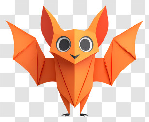 Halloween Bat Orange - Orange Origami Bat Transparent PNG