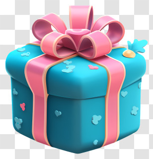 Small Gift Box - Blue Gift Box With Pink Ribbon Transparent PNG