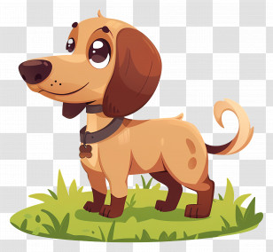 Animated Dog - Cute Cartoon Dog On Grass Transparent PNG