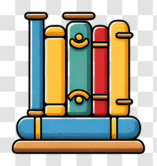Library Logo - Colorful Books On A Shelf Transparent PNG
