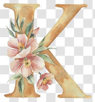 Cartoon - Decorative Letter K With Flowers Transparent PNG