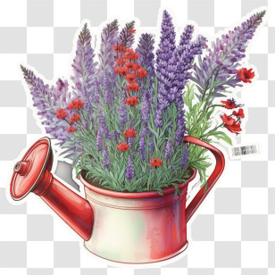 Lavender Flowers
 - Watering Can With Lavender And Red Flowers Transparent PNG
