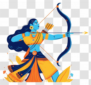 Dussehra - Mythological Style Female Archer Art Transparent PNG