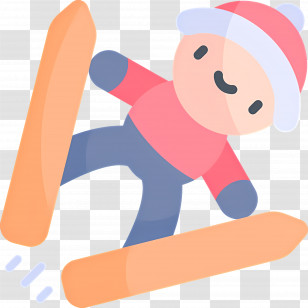 Skier - Cute Skiing Character In Winter Transparent PNG