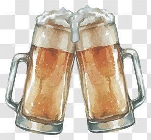 Beer - Cheers With Two Frothy Beer Mugs Transparent PNG