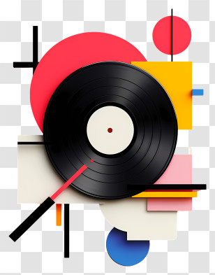 Vinyl Record - Vinyl Record With Abstract Geometric Art Transparent PNG