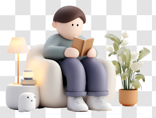 Person Relaxing With Book - Person Reading In Cozy Chair Transparent PNG