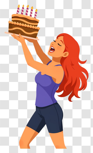 Woman Holding Birthday Cake - Woman Holding Birthday Cake Illustration Transparent PNG