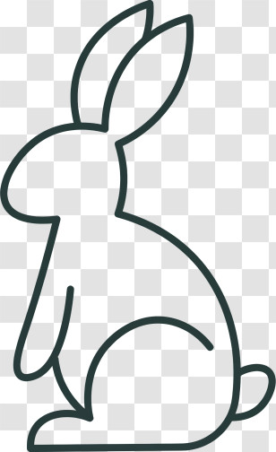 Cartoon Rabbit - Minimalist Rabbit Line Drawing Transparent PNG
