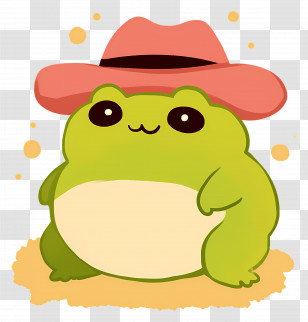 Frog Sombrero - Cartoon Green Frog With Red Hat Transparent PNG
