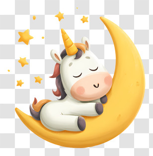 Sleeping Unicorn On Moon - Sleeping Unicorn On The Moon Transparent PNG