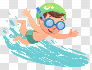 Swimming Boy - Child Swimming With Goggles And Swim Cap Transparent PNG