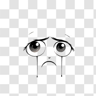 Emoji Face - Sad Crying Face Illustration With Big Eyes Transparent PNG