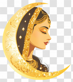 Karva Chauth - Golden Moon Woman Illustration Transparent PNG