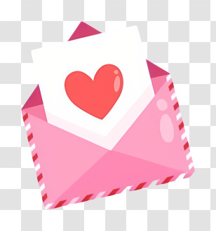 Love - Love Letter In A Pink Envelope With Heart Design Transparent PNG