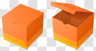 Delivery Box - Orange Gift Box With Lid Transparent PNG