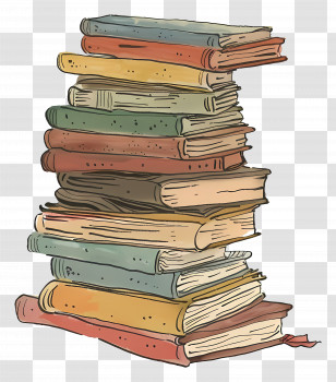 Pile Of Books - Illustration Of A Stacked Pile Of Books Transparent PNG
