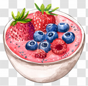 Smoothie Bowl - Berry Bowl With Strawberries And Blueberries Transparent PNG