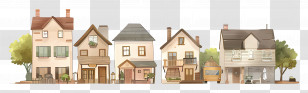 Small Town - Small Cute Doodle Houses Transparent PNG