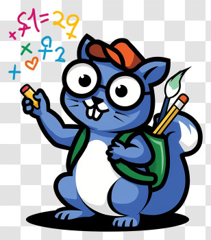 Cartoon Squirrel Student - Math Squirrel Learning Transparent PNG