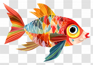 Cartoon Fish - Colorful Artistic Fish Transparent PNG