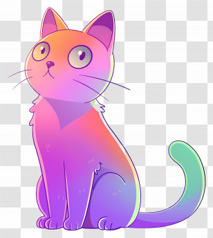 Cat - Rainbow Gradient Cat Illustration Transparent PNG