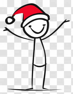 Christmas Stick Figure - Stick Figure Wearing Santa Hat For Holiday Fun Transparent PNG
