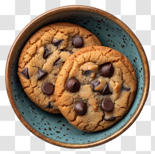 Chocolate Chip Cookies In Bowl - Chocolate Chip Cookies In A Bowl Transparent PNG