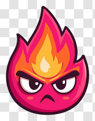 Kawaii Angry Fire - Angry Cartoon Flame Transparent PNG
