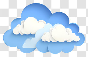 Paper Cut Clouds - Blue And White Cloud Illustration Transparent PNG