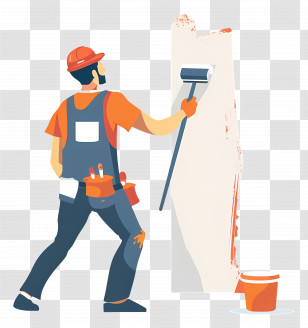 Painter Painting - Painter With Roller Painting A Wall Transparent PNG
