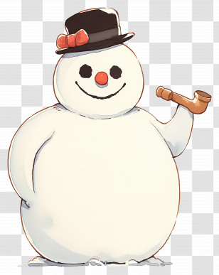 Frosty The Snowman - Cartoon Snowman With Hat And Pipe For Christmas Transparent PNG