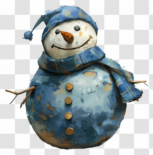 Snowman - Snowman With Scarf And Hat Transparent PNG