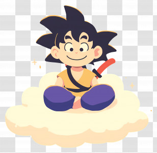 Goku - Cartoon Character Sitting On Cloud Transparent PNG