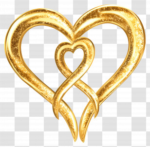 Wedding Heart - Gold Intertwined Hearts Symbol Transparent PNG