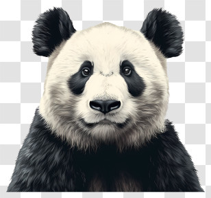 Panda - Realistic Panda Portrait Illustration Transparent PNG