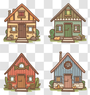 Cartoon - Charming Cartoon Cottage Collection Transparent PNG