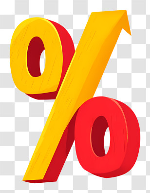 Percent Sign - Yellow And Red Percentage Symbol Transparent PNG