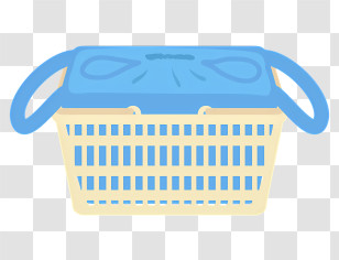 Icon - Laundry Basket With Blue Handles Transparent PNG
