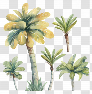 Palm Trees - Watercolor Palm Trees Illustration Transparent PNG