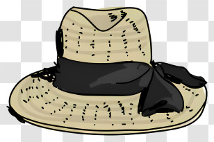 Straw Hat - Straw Hat With Black Ribbon Transparent PNG