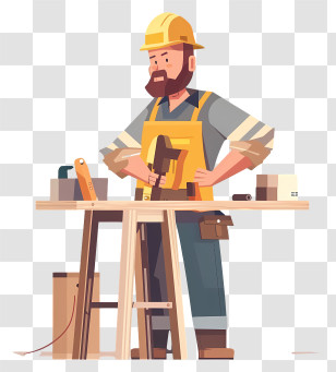 Joiner - Carpenter At Work With Tools Transparent PNG