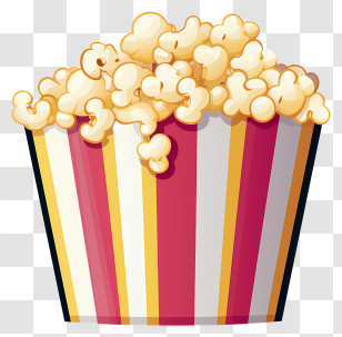 Popcorn - Striped Popcorn Bucket For Movie Snacks Transparent PNG