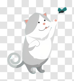 Black Cat - Cute Grey Cat Playing With A Butterfly Transparent PNG