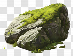 Moss Stone - Natural Mossy Rock With Green Layers Transparent PNG