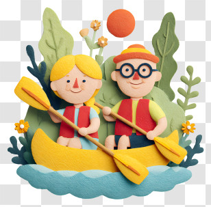 Couple Kayaking - Canoeing Couple In Nature Transparent PNG