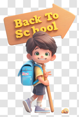 3d Cute Back To School - Back To School Boy With Sign Transparent PNG